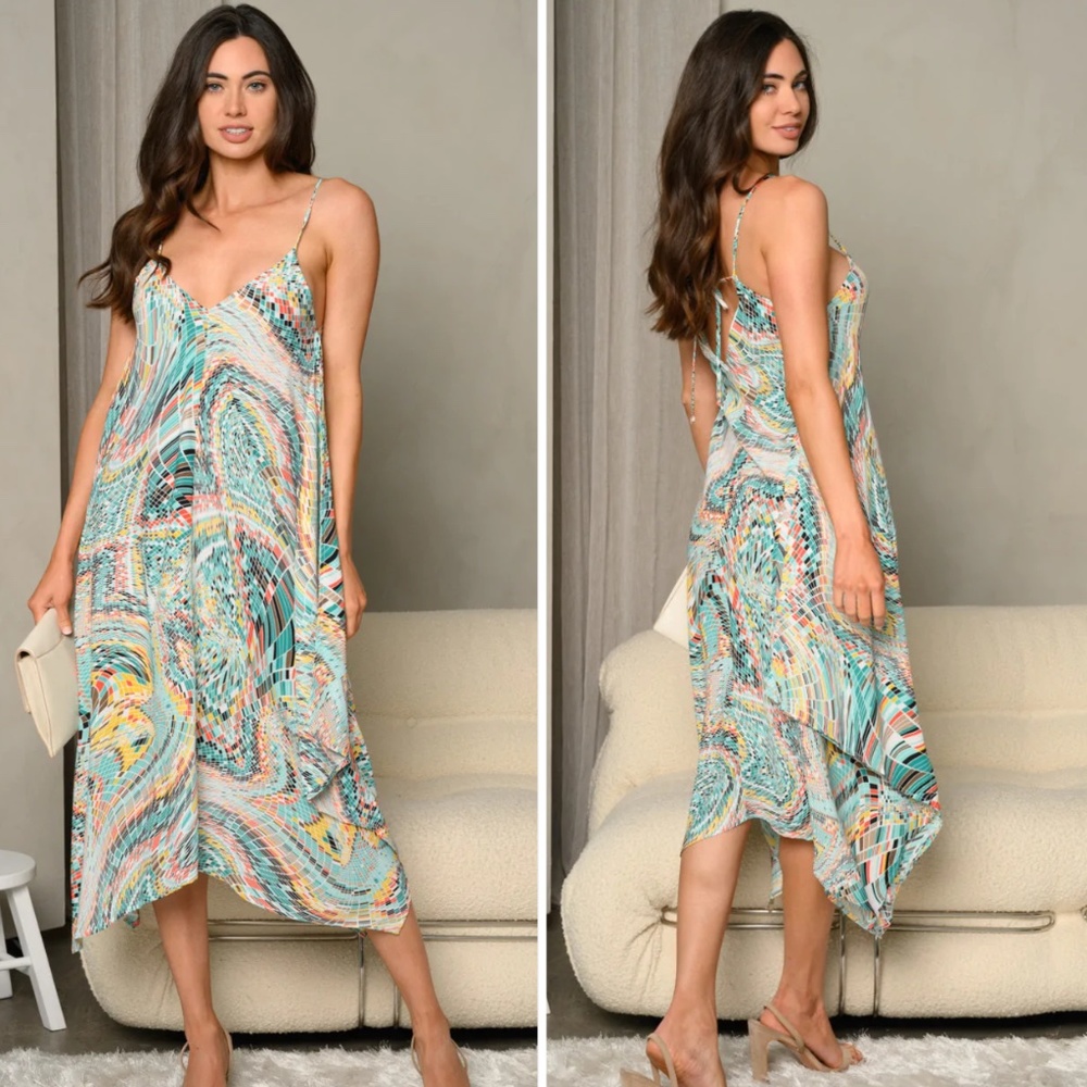 #48 Multi color print dress